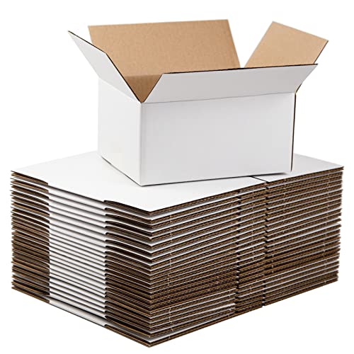 SUNLPH White Shipping Boxes 8x6x4 Inches Small Corrugated Cardboard Boxes, 25 Pack - size: 8 x 6 x 4