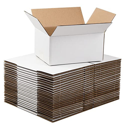 SUNLPH White Shipping Boxes 8x6x4 Inches Small Corrugated Cardboard Boxes, 25 Pack - size: 8 x 6 x 4