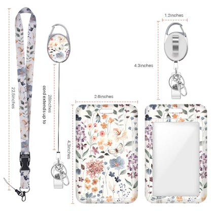 Butterfly Gifts ID Badge Holder Lanyard Retractable Badge Reel - color: Multicolor 1599
