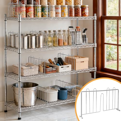 10 Pcs 14" W x 9" H Shelf Dividers for Wire Shelves, Vertical Wire Shelf Dividers for Storage Item Separation and Organization, Rack Shelving Accessories Bulk - size: 14" W x 9" H