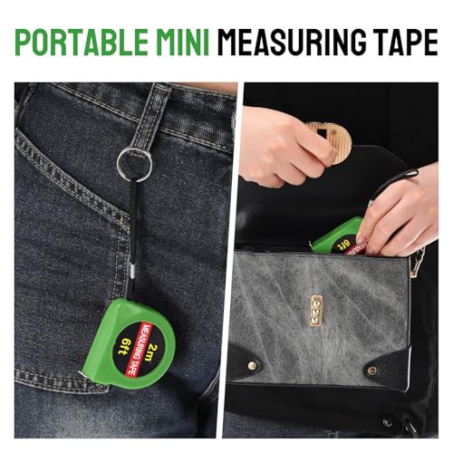 Copkim 50 Pcs 6 ft Mini Tape Measure Retractable Bulk,Green - color: Green