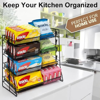 CyDuan Candy Display Rack with10 Clips, Snack Organizer for Countertop - color: Black Mesh with Chips
