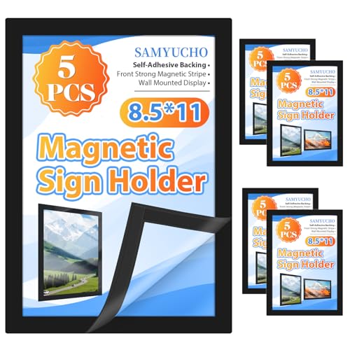 SAMYUCHO Magnetic Sign Holder 8.5 x 11, 5 PCS Self Adhesive Magnetic Frames