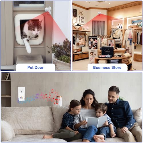 NineLeaf Wireless Motion Sensor Alarm, Door Buzzer for Business Entry, Entry Alert Chime for Business,48Melodies & 600FT Range,7Brightness Night Light,for Home Doorway/Store Entrance/Pet Monitor,3PCS