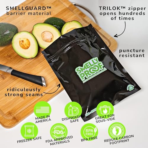 Smelly Proof Reusable Food Storage Bags, Black 4-Mil Thick, Heavy Duty Reusable Snack Bags, Reusable Freezer Bags, BPA-Free, No PEVA, Non-Silicone, 6.5” x 7.5”, 50-Pack - size: 50 x Reusable Bags