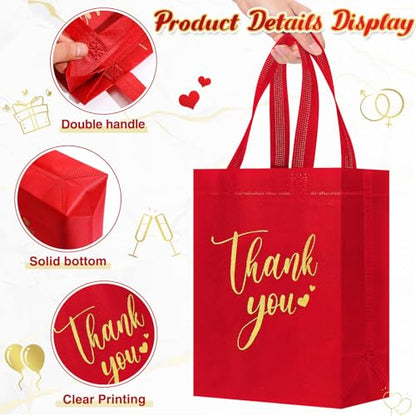 Sweetude 30 Thank You Non Woven Gift Bag, 10 x 8 x 4 Inch, Burgundy - color: Burgundy, size: 1 Count (Pack of 30)