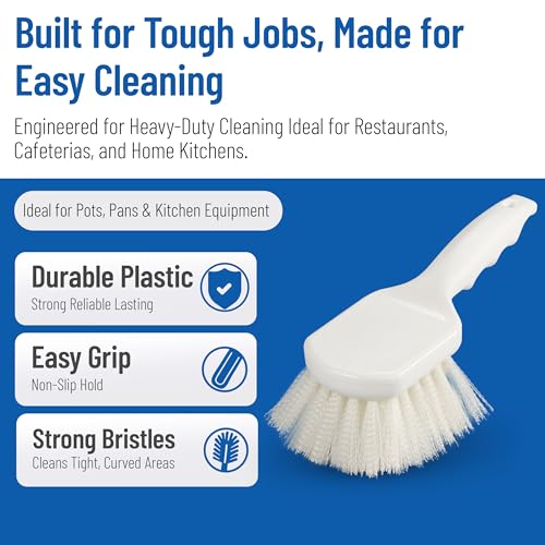 Sparta Nylon Utility Scrub Brush, 8 Inch, White - color: White/White