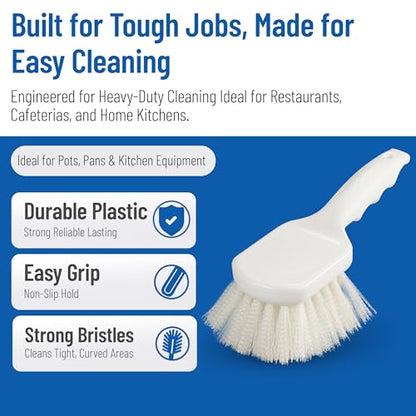 Sparta Nylon Utility Scrub Brush, 8 Inch, White - color: White/White