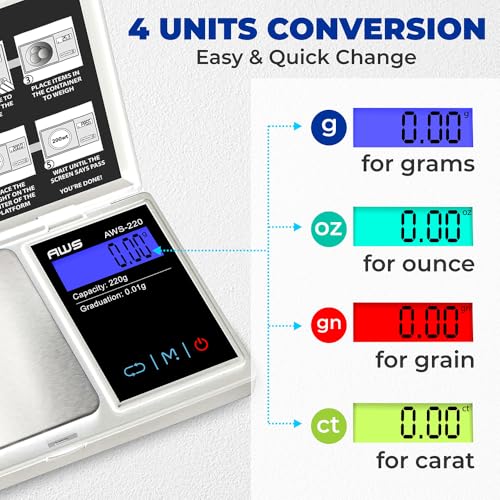 Series Digital Pocket Weight Scale 600g x 0.1g |Digital Gram Scale Small Scale Mini Food Scale Jewelry Scale Ounces/Grains Scale, Easy to Carry - AMERICAN WEIGH SCALES (Silver, 220g x 0.01g) - color: Silver, size: 220g x 0.01g
