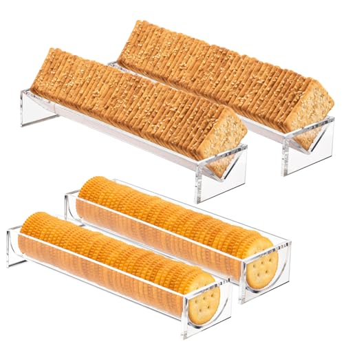 Clear Cracker Tray for Serving, Set of 4 Rectangular Cracker Holder for Serving Trays, Acrylic Food Display Cracker Serving Stand for Home, Party & Charcuterie Board Platter - size: 4 Cracker Trays