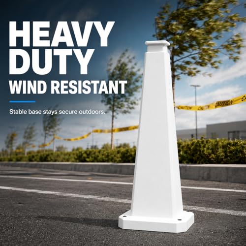 BESEA 3 Pack 28 Inch White Traffic Cones with Weighted Base - color: White, size: 28INCH