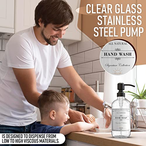Sunrise Premium Clear Glass Soap Dispenser with Pump, 2 Pack - color: Matte Black Ss Pump - Clear Glass