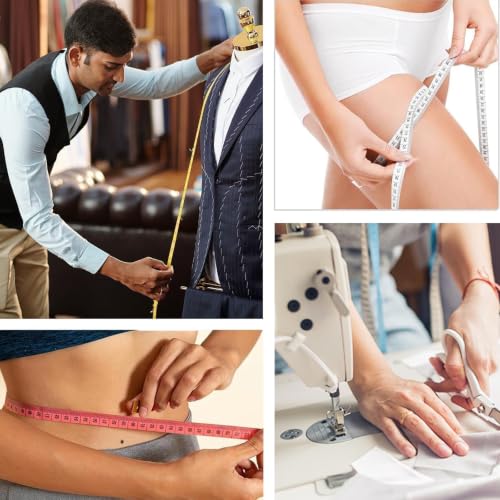 60-Inch/150-Cm Double Scale Rule, Tape Measure Soft Ruler, Measuring for Weight Loss, Sewing Tailor Craft Ruler Yellow