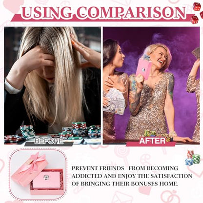 CroBlissful 3 Pcs Metal Casino Cash Boxes with Keys and Storage Pouch, Pink - color: pink