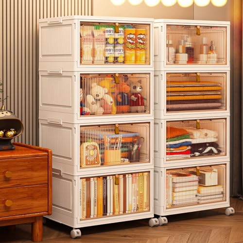 CTSNSLH 4 Tier Plastic Storage Bins with Lid 32QT - Stackable Storage Bins - size: 32Qt 4-Tier&One Lid