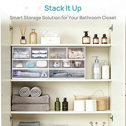 Vtopmart White Stackable Storage Drawers, 2 Pack Wide Organizers - style: Wide-2pack-White