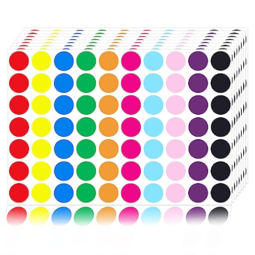 6020 PCS Circle Dot Stickers 3/4" Round Coding Label - color: 6020 Pcs Multicolored