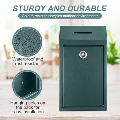 Yaocom Metal Money Box,Dark Green,10.24 x 5.71 x 2.95 Inch,No Lid - color: Dark Green, size: 10.24 x 5.71 x 2.95 Inch, style: No Lid