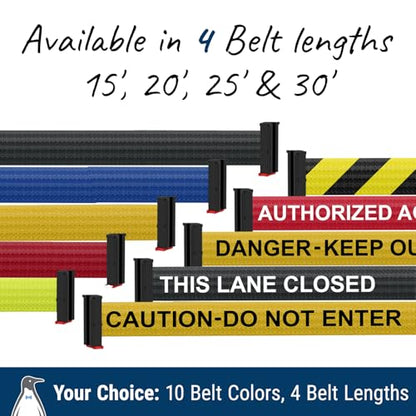 Wall Mounted Black Retracta-Belt 20' Black Belt Barrier - color: Black Case w/ Black Belt, size: 20' Belt