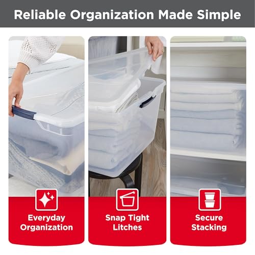 Rubbermaid Cleverstore 71 Qt Clear Storage Bins with Lids, 4-Pack, Stackable, BPA-Free, Made in USA - size: 71 Qt - 4 Pack
