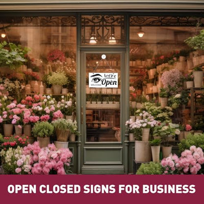 PLIGREAT Beauty Salon Open Closed Sign, 11.7" x 5.85" Welcome Business Sign - style: Beauty Salon