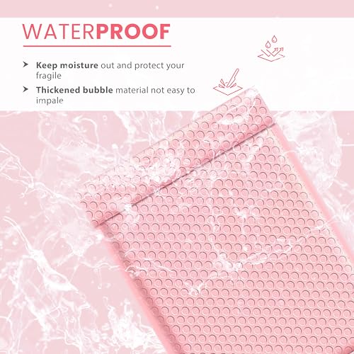 Light Pink Bubble Mailers 4x8, Poly Padded Envelopes #000, 500 Pack - color: Light Pink, size: 4"x8" / 500 Pack