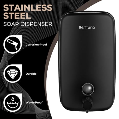 Commercial Soap Dispenser Wall Mount Stainless Steel Soap Dispensers Liquid Manual Anti-Leak Pump Hand Soap Dispenser for Bathroom Kitchen Black (28 fl.oz./800ml) - color: Black, size: 800ml