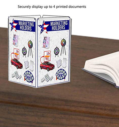 Marketing Holders 4 Pack Sign Holder Tabletop 4 Sided Square with Open Center 4" x 6" Clear Acrylic Menu Flyer Brochure Display Frame Multi Panel Sign Display