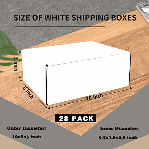 SNOGSWOG 28 Pack 10x8x3 inches Shipping Boxes, White Corrugated Cardboard Box Literature Mailer - size: White 10x8x3 Inches