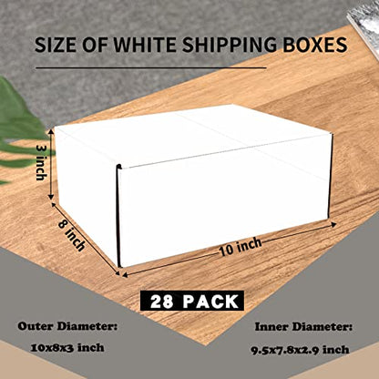 SNOGSWOG 28 Pack 10x8x3 inches Shipping Boxes, White Corrugated Cardboard Box Literature Mailer - size: White 10x8x3 Inches