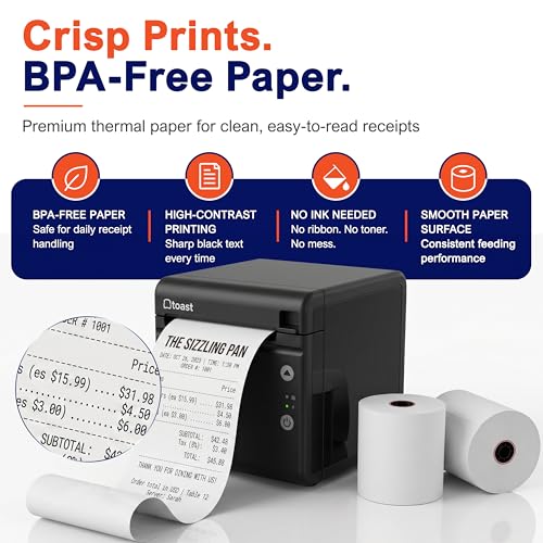 Thermal Printer Paper Roll for Toast TP200 Receipt Printer Point of Sale (12 rolls)