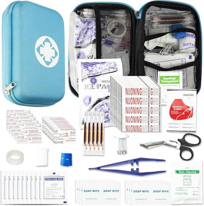 First Aid Kit 276PCS Car Home Camping Essentials Blue Emergency Kit - color: Blue-276pcs