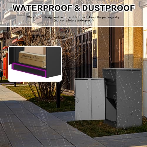Package Delivery Boxes for Outside, Large Mailbox for Parcel 19.7”x16.1x”33.5”, Anti-Theft Parcel Mailbox with Coded Lock, Wall Mounted Waterproof Home Parcel Box for Porch Yard, Galvanized Steel - size: 19.7”x16.1”x33.5”