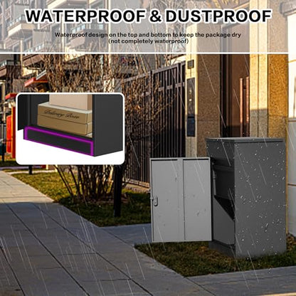 Package Delivery Boxes for Outside, Large Mailbox for Parcel 19.7”x16.1x”33.5”, Anti-Theft Parcel Mailbox with Coded Lock, Wall Mounted Waterproof Home Parcel Box for Porch Yard, Galvanized Steel - size: 19.7”x16.1”x33.5”