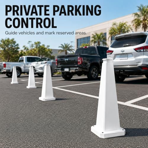 BESEA 3 Pack 36 Inch White Traffic Cones with Weighted Base - color: White, size: 36INCH