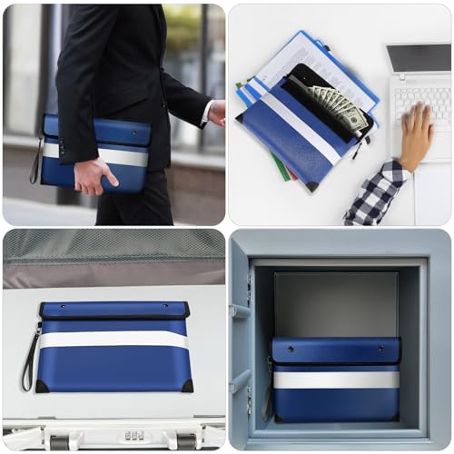 Vailoin 6200°F Fireproof Money Bag, 8 Layers of Heat Insulated Materials - color: Blue, size: 11"x7.7"
