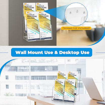 2 Pack Acrylic Brochure Holder 8.5 x 11, 2 Tier Display Stand - size: 2 Pack 2 Tier 8.5x11"
