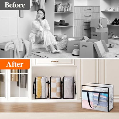 Lifewit 6 Pack Clear Storage Bags, 45L Clothes Organizer with Zipper