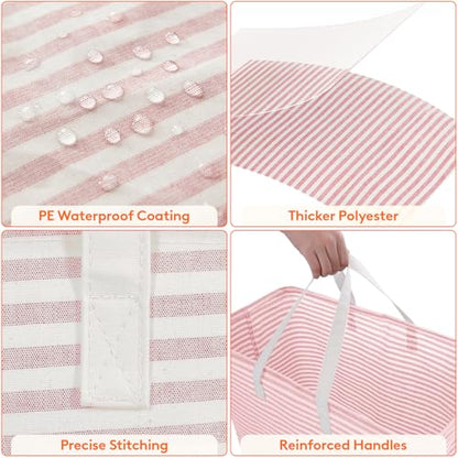 Lifewit 100L Large Laundry Baskets, Laundry Hampers Bags, 2 Pack, Grey&Pink - color: Grey-Pink, size: 100L