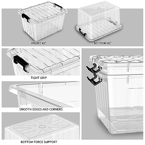 Cetomo 18Qt Plastic Storage Bin, Stackable Storage Box with Lid, Organizer, Container for Home, Office, Drom, PP, BPA-Free, Nestable, Clear, 18Quart-4 Pack - size: 18Qt*4