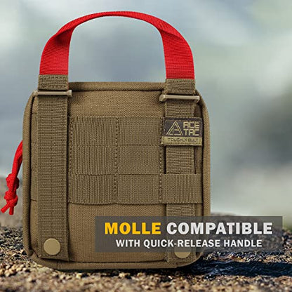 Everlit 180 Pieces Tactical First Aid Kit IFAK Molle EMT Pouch Outdoor Camping Emergency Kits for for Camping Boat Hunting Hiking Home Car Earthquake and Adventures - color: Coyote Brown
