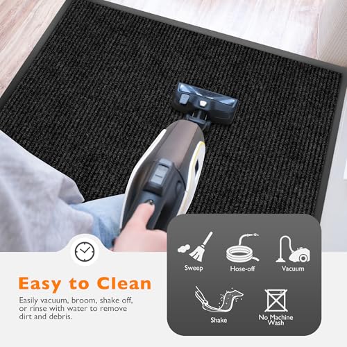 koloko 2ft x 15ft Durable Dirt Trapper Front Door Mat Outside Entrance - color: Black Stripe, size: 2 FT x 15 FT