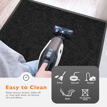 koloko 2ft x 2ft Durable Dirt Trapper Front Door Mat Outside Entrance - color: Black Stripe, size: 2 FT x 2 FT