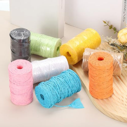 MECCANIXITY Raffia Ribbon 98 Yard Natural Paper String 2mm Wide Yellow - color: Yellow