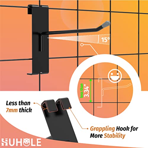 HUHOLE 50 Pack 6 Inch Black Gridwall Hooks Metal Display Hangers - size: 6 Inch
