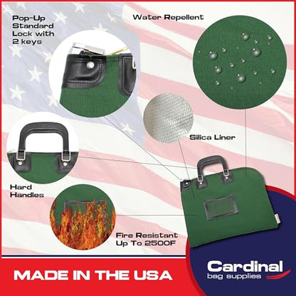 Lockable Fire Resistant Document Bag, Forest Green - color: Forest Green