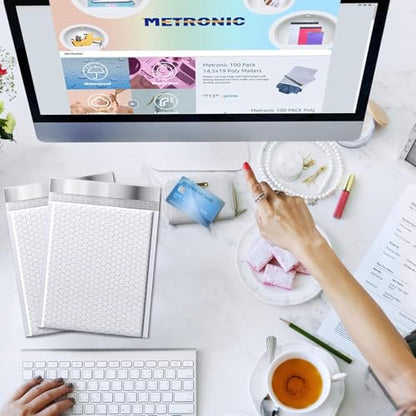 METRONIC Bubble Mailers 8.5x12" Padded Envelopes White 25 Pack Self Seal - color: White, size: 8.5x12" 25 pc