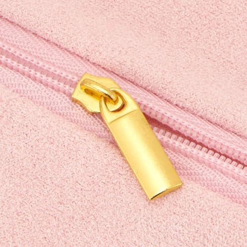 2pcs Zipper Small Velvet Jewelry Pouches,4"x4",Pink - color: Pink+Grey