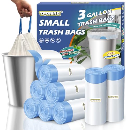 Small 3 Gallon Trash Bags Drawstring,0.96 Mil,Unscented,240 Count - color: 3gal-240