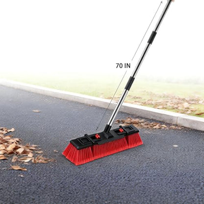 18inch Heavy-Duty Push Broom 70 in Handle Stiff Bristles Outdoor Cleaning